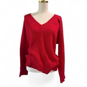 Old Navy Red V-Neck Knit Sweater